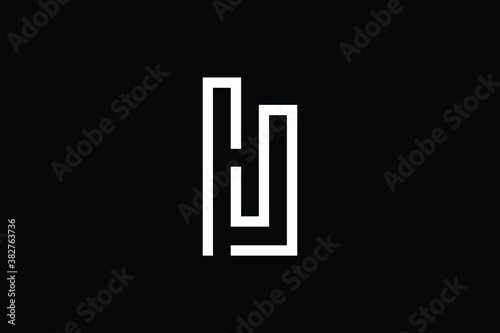 Minimal Innovative Initial MH logo and HM logo. Letter MH HM M H creative elegant Monogram. Premium Business logo icon. White color on black background