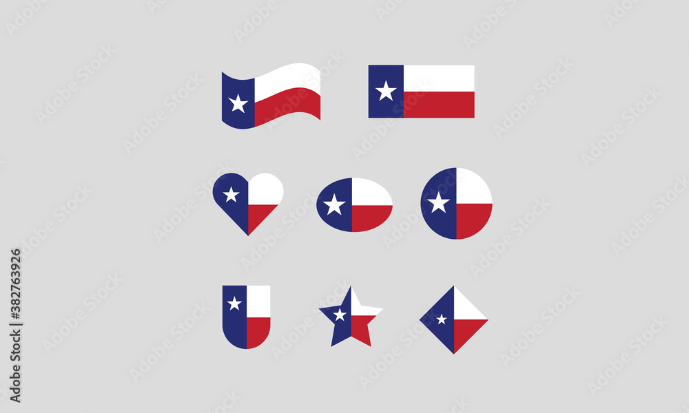 Texas flag set shape vector illustration Texas flag set shape vector illustration