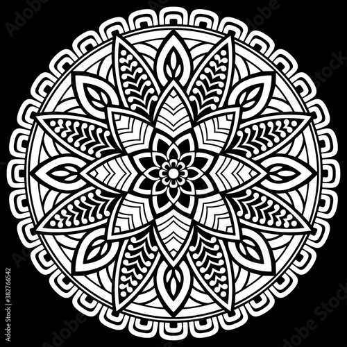 White mandala on black Pattern Stencil Doodles Sketch