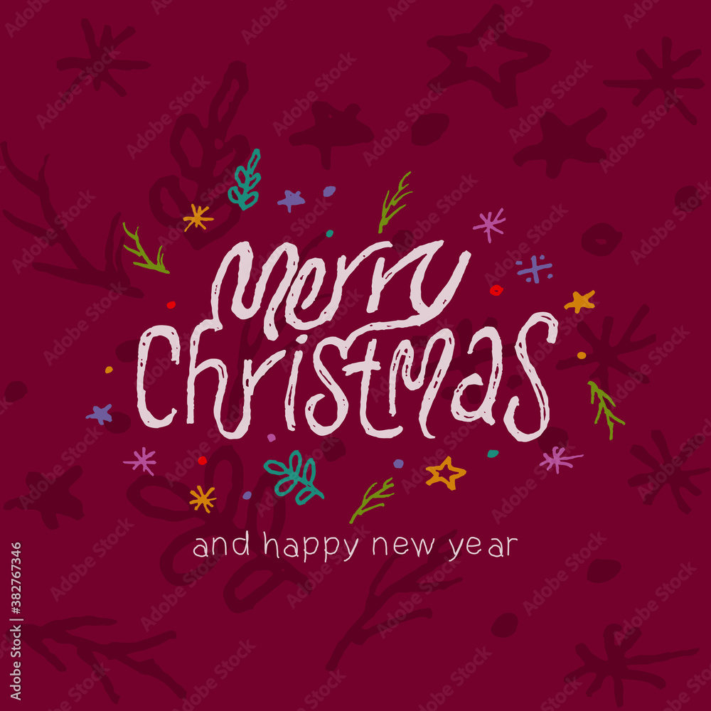 Merry Christmas text, Lettering design card template, Handwriting Alphabets, Hand Drawn Fonts, Creative typography
