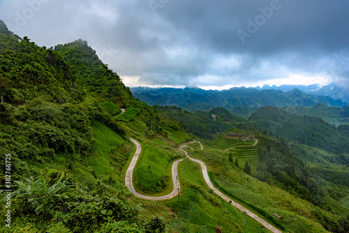 A dangerous pass road in Quan Ba district, Vietnam.