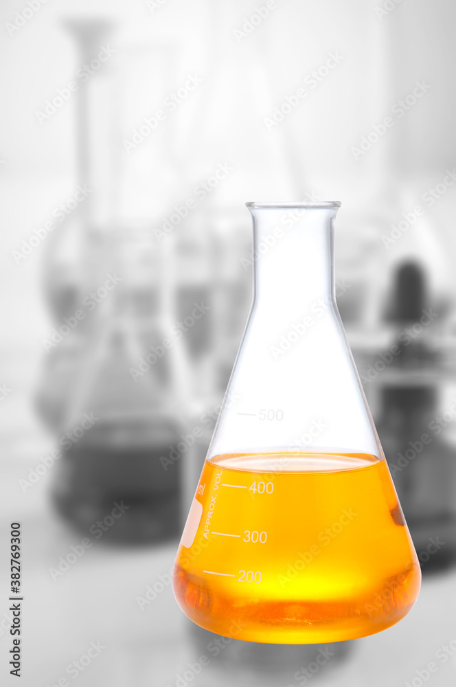 chemical laboratory flask with liquid chemical laboratory flask with liquid