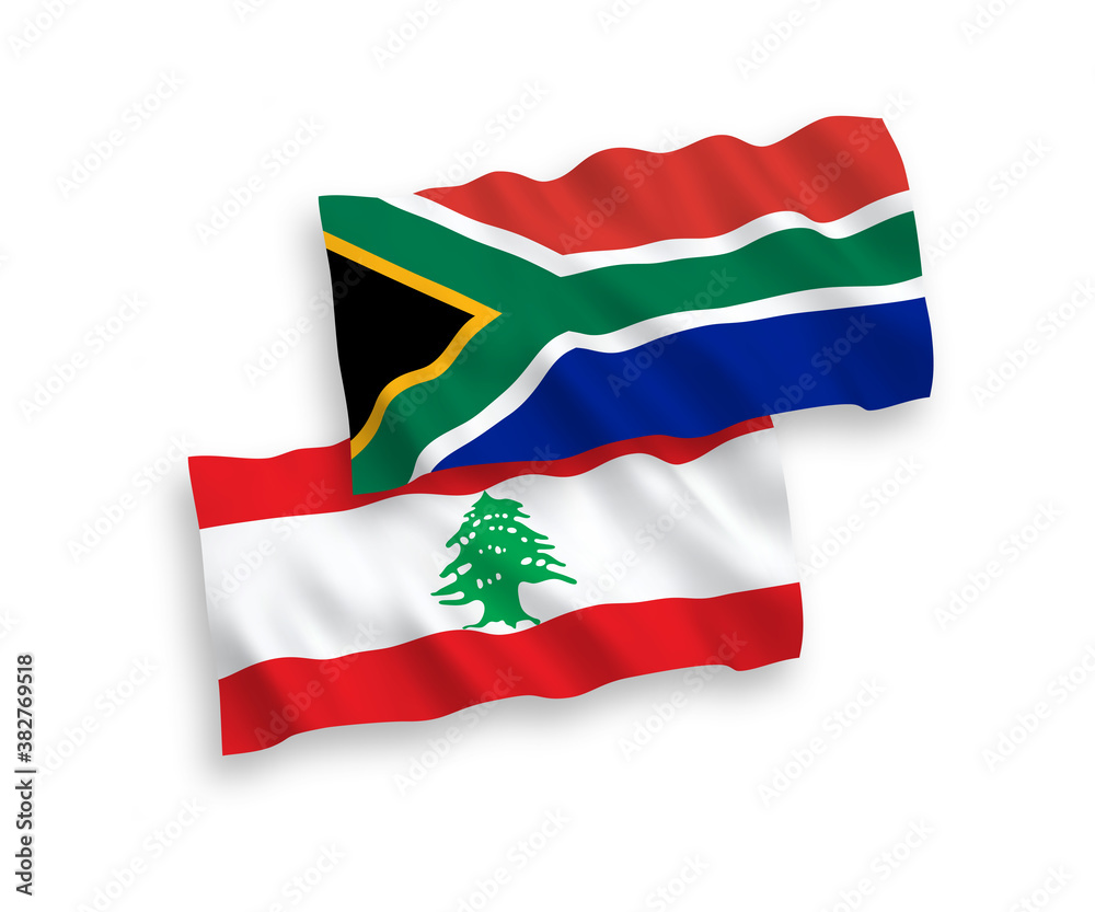 Flags of Lebanon and Republic of South Africa on a white background Flags of Lebanon and Republic of South Africa on a white background
