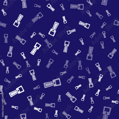 White Digital contactless thermometer with infrared light icon isolated seamless pattern on blue background. Vector.