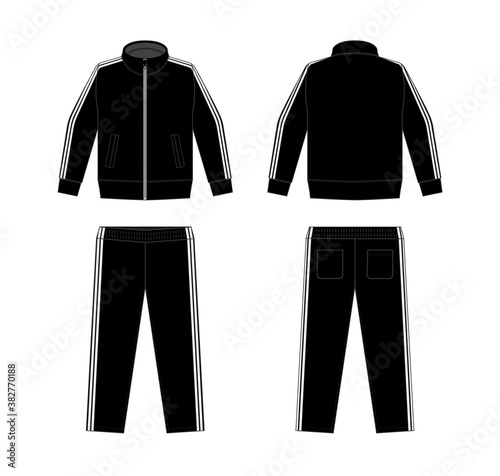 Casual jersey suits (for sports, training etc.) vector illustration set / white and black photo