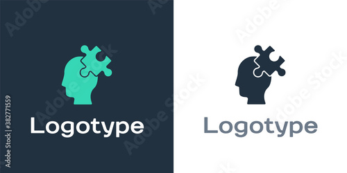 Logotype Solution to the problem in psychology icon isolated on white background. Puzzle. Therapy for mental health. Logo design template element. Vector.