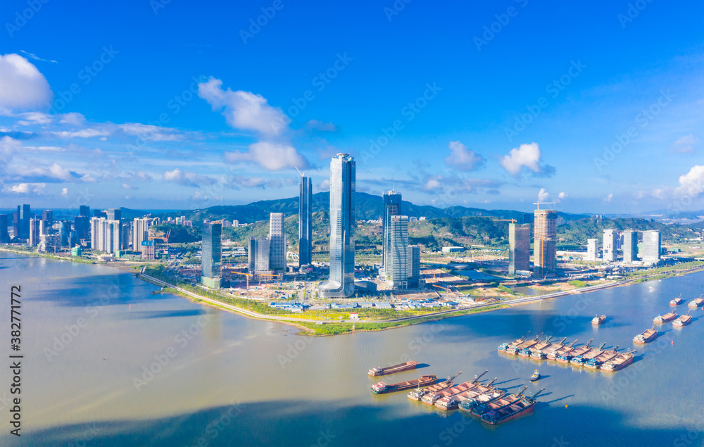 Naklejka premium Landscape of Hengqin Free Trade Zone, Zhuhai City, Guangdong Province, China