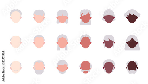 Set of old men and women. Low poly avatars. Vector illustration
