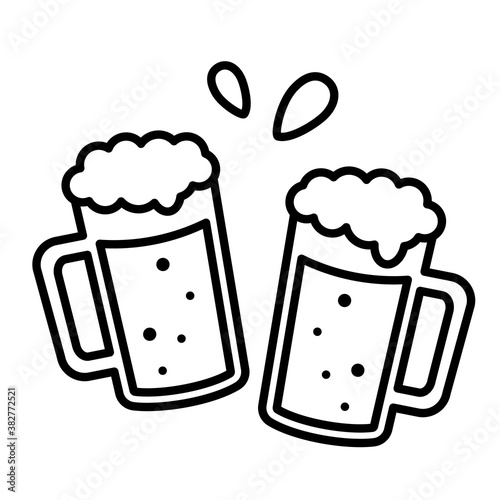 Cheers mug of beer with foam simple black icon