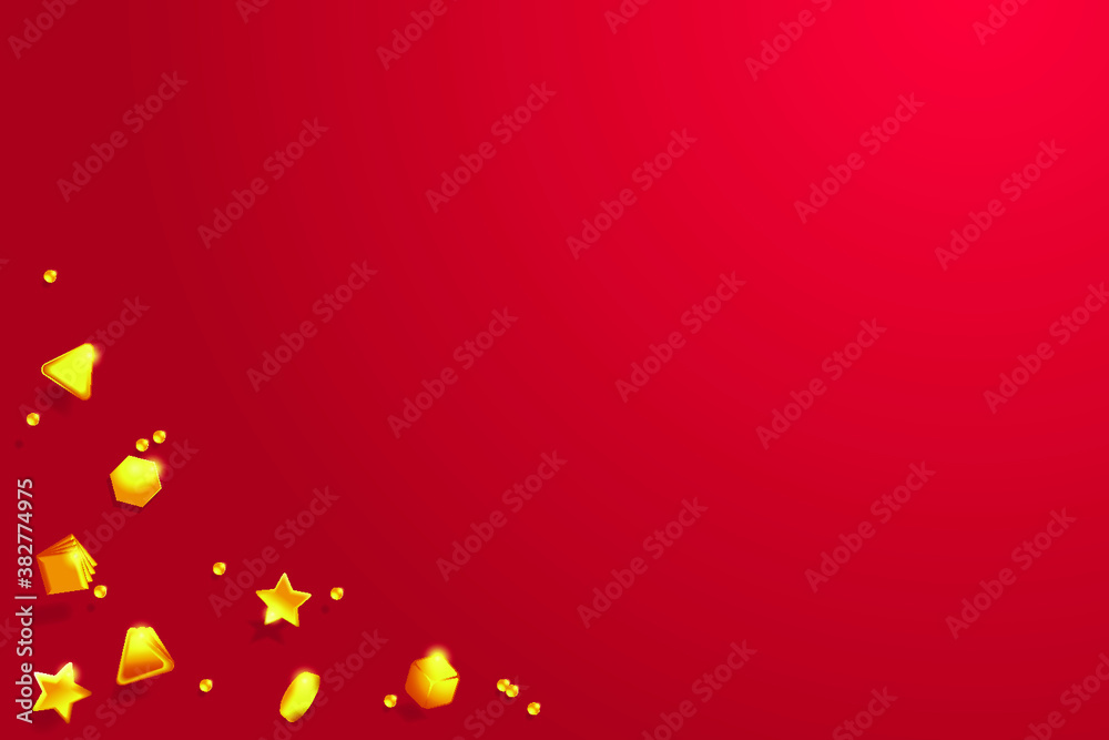Red festive background with golden objects. Vector EPS10