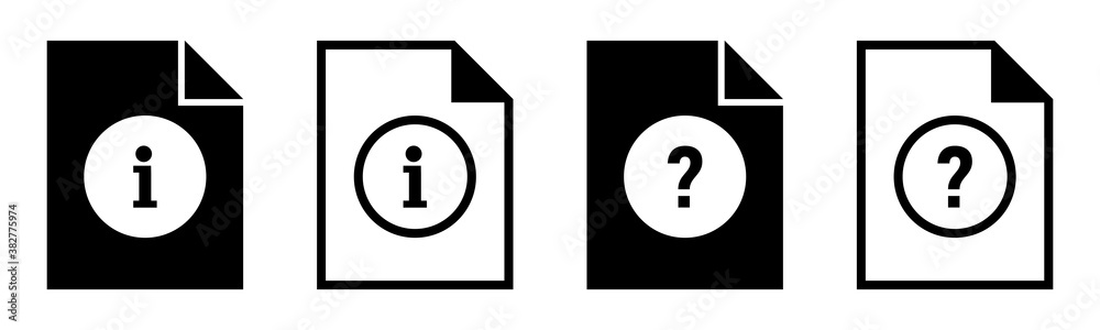 Unknown file icon set. Help or information document vector icon. Vector illustration EPS 10. Unknown file icon set. Help or information document vector icon. Vector illustration EPS 10.