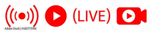 Free Download Live stream icons set. Online video sign. Live broadcasting online concept. Online stream button, red symbols. Vector illustration EPS10. - GFXLoad