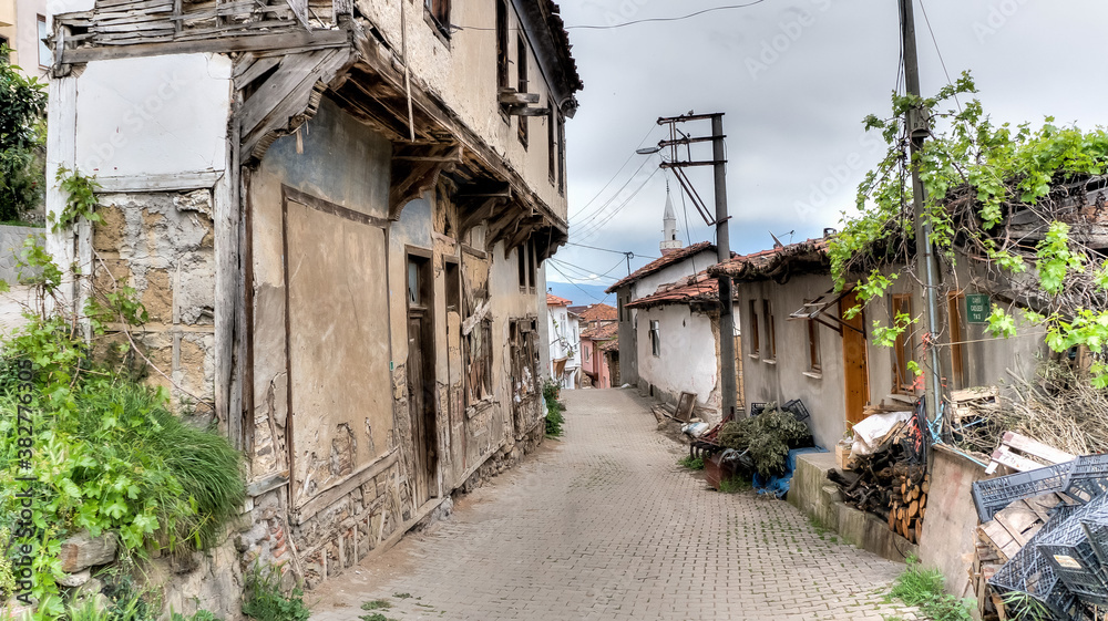 Streets and houses of Tirilye village, in Marmara Sea, Mudanya, Bursa.