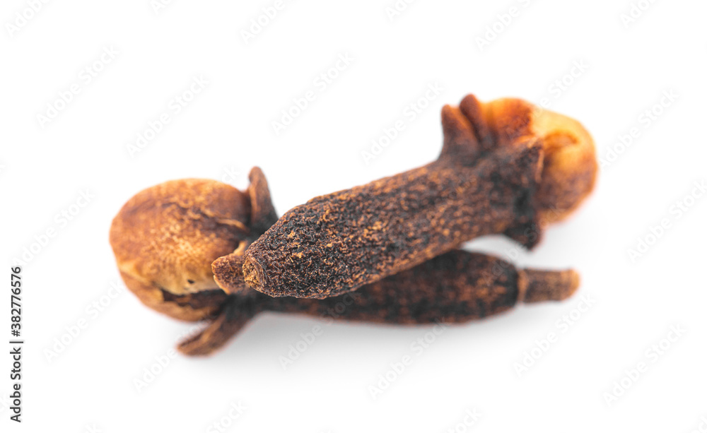 dry cloves on white background dry cloves on white background