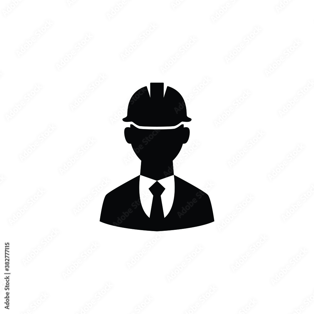Engineer icon vector isolated on white, logo sign and symbol.	