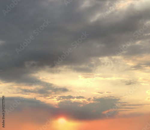 Sunset skyline. Set sky with clouds and sun © millaf