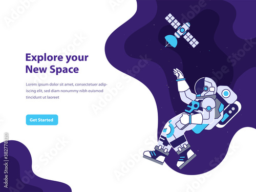 space and astronaut concept illustration for landing page
