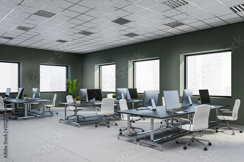 Modern gray open space office corner © ImageFlow