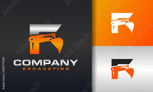 excavator letter F logo