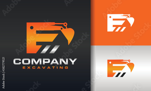 excavator letter E logo