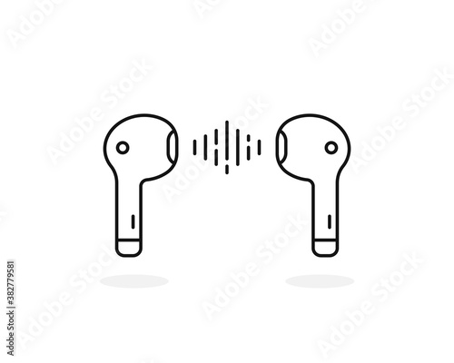 thin line earbuds isolated on white