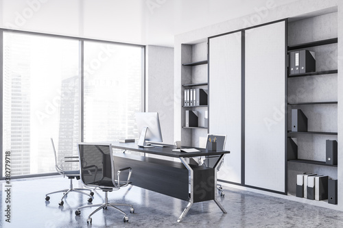 Modern white CEO office corner
