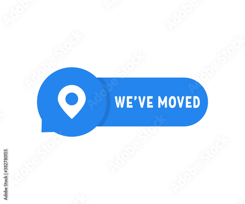 blue we have moved simple badge