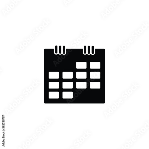 Calendar icon vector isolated on white, logo sign and symbol. 