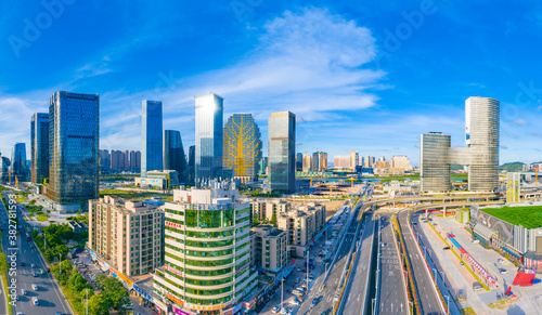 Aerial view of Hengqin Free Trade Zone, Zhuhai City, Guangdong Province, China © Weiming