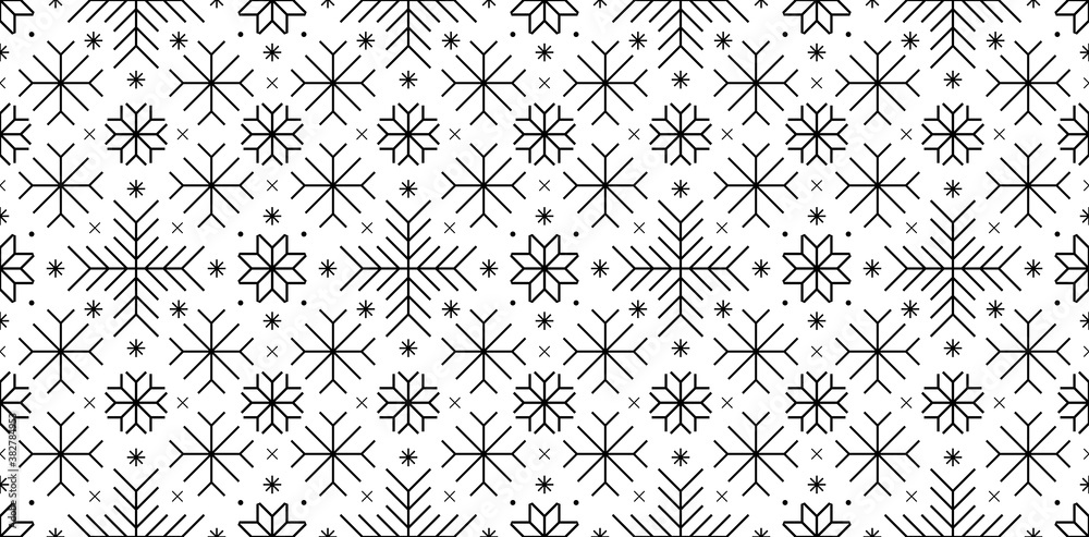 Christmas seamless pattern of snowflakes. Winter christmas background