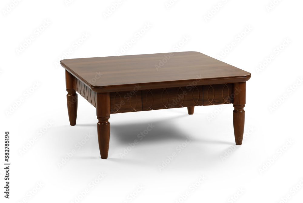 Brown coffee table on white background Brown coffee table on white background