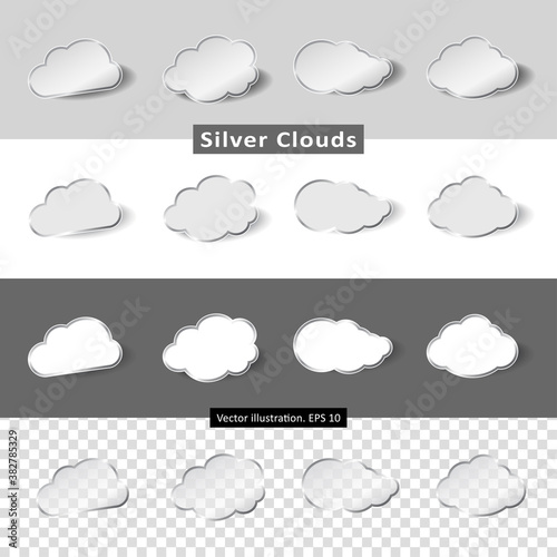 Cloud Silver icon. Set of blue sky. Collection of cloud icon, shape, label, symbol. Graphic element vector. Vector illustration