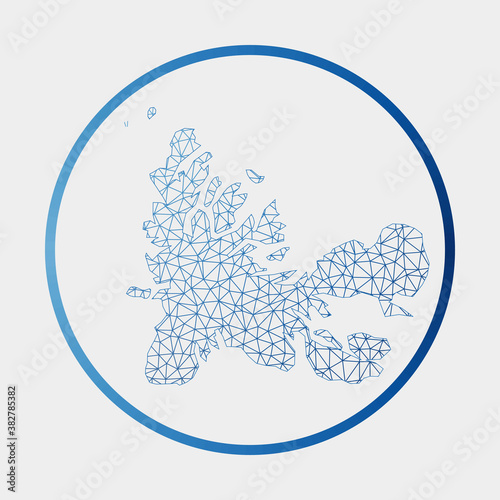 TAAF icon. Network map of the country. Round TAAF sign with gradient ring. Technology, internet, network, telecommunication concept. Vector illustration. photo