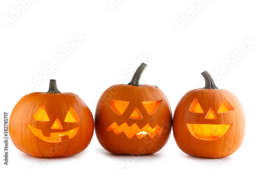 Halloween Pumpkins on white