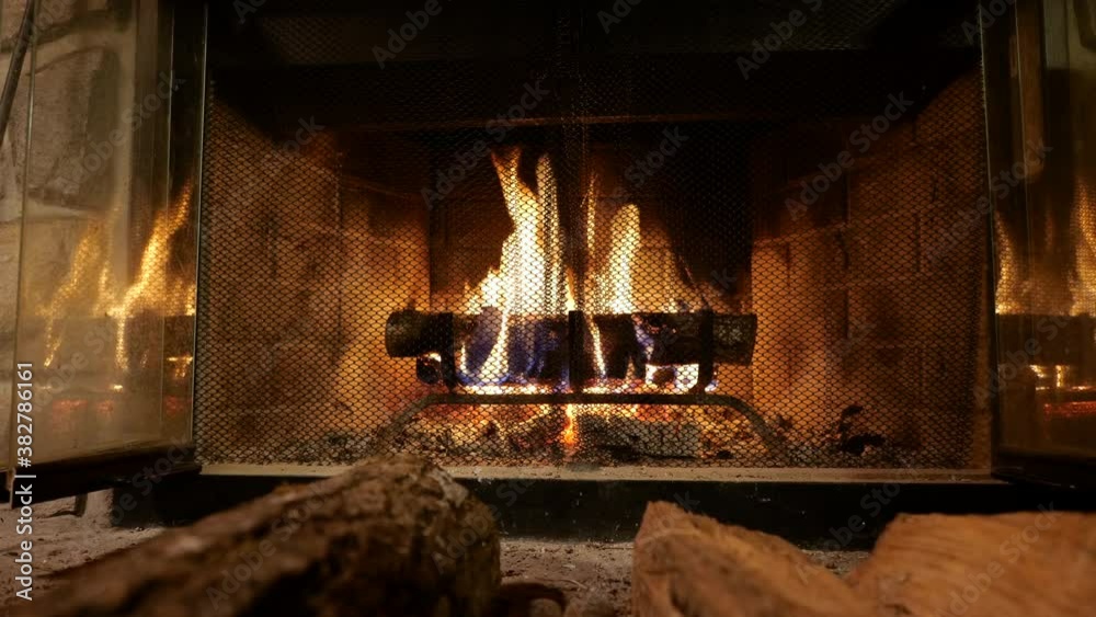 Close-up, a family fireplace in the winter, North Carolina, USA Close-up, a family fireplace in the winter, North Carolina, USA