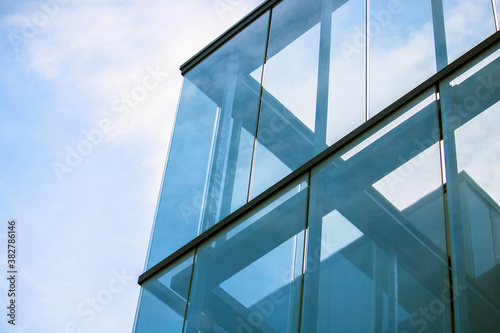 blue office building with copy space  background image of modern structure 