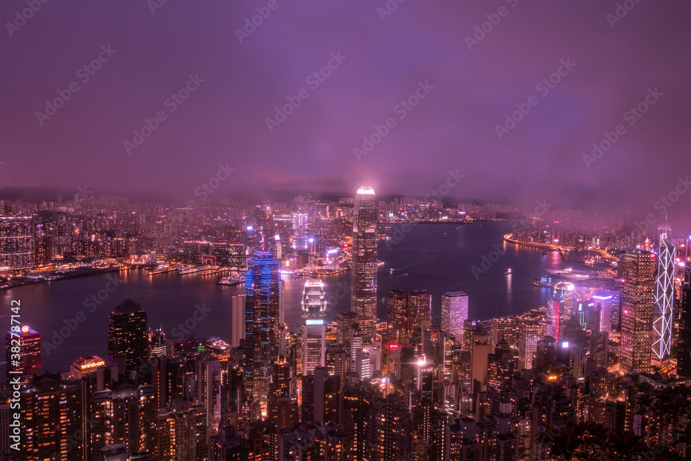 Fototapeta premium Victoria Harbour in Hong Kong during the third wave of pandemic