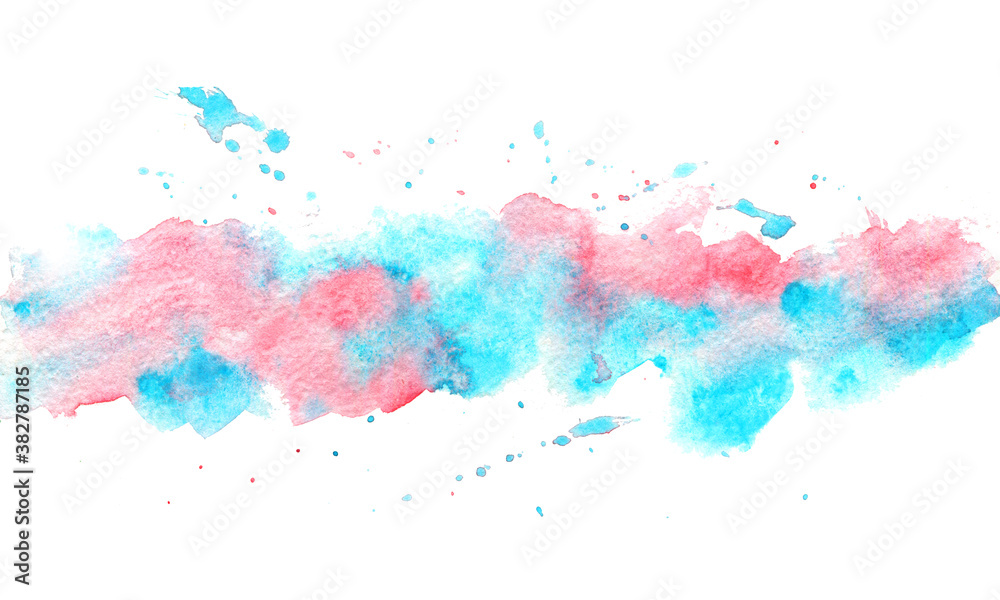Watercolor Background. Colorful abstract water color art pink and blue aqua hand paint