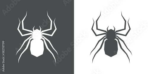 Logotipo tatuaje tribal de araña en fondo gris y fondo blanco