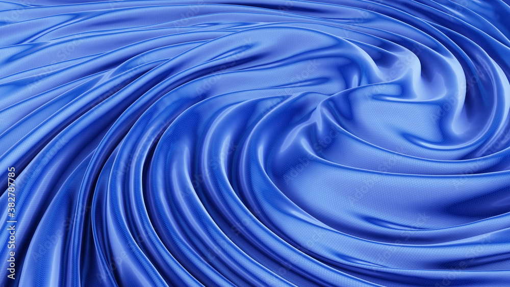 Cloth fabric silk waves - Blue cloth swirl background texture - 3d rendering