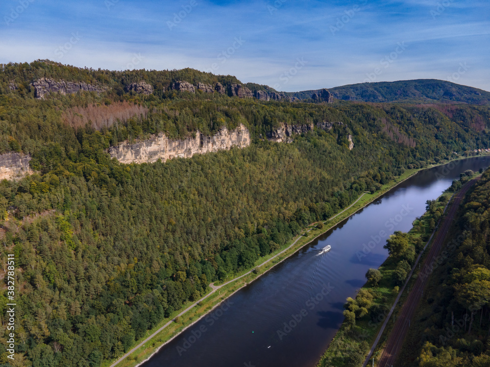 Sächsische Schweiz Fluss Bad Schandau Luftaufnahme Drohne Bild 2