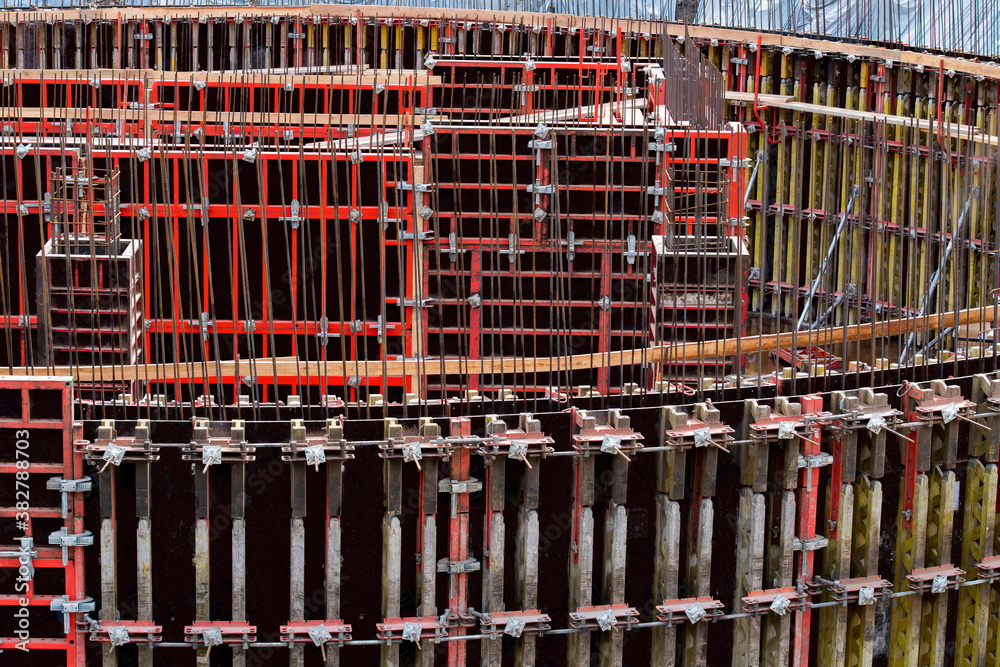 Formwork for concrete construction for circular or curved structures.