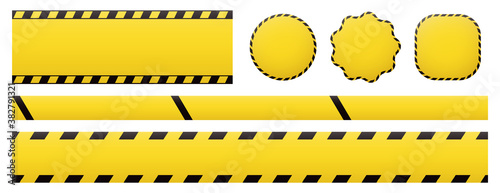 Barrier tapes and banners. Barricade lines and price tags. Industrial clip art and backgrounds