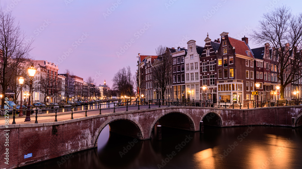 Keizersgracht at sunset, Amsterdam