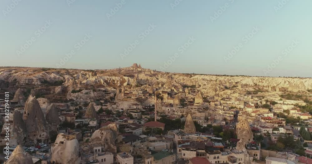 
Travel to Cappadocia, Turkey. Beautiful aerial views of drone camera in 2020 tourism.
