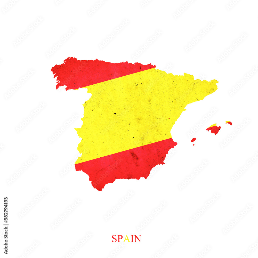 Spain flag in the form of a map of Spain. Spain flag in the form of a map of Spain.