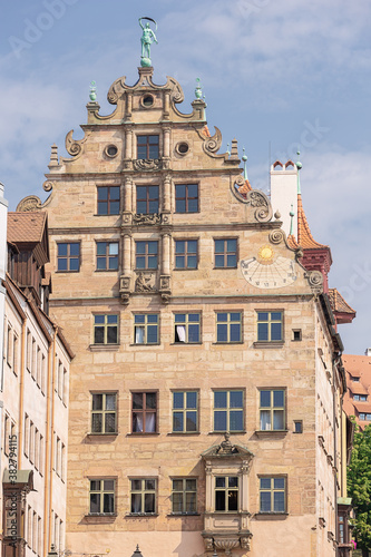 Side view of the Fembo House seen from the City Hall Square in Nuremberg photo