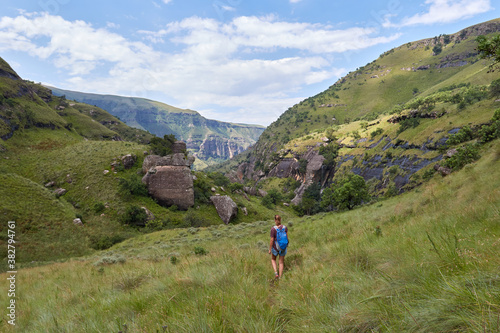 Hiking near injisuthi drakensberg mountains 