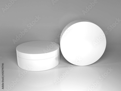 Εκτύπωση καμβά Realistic Pomade Round Box 3D Illustration Mockup Scene on White Background