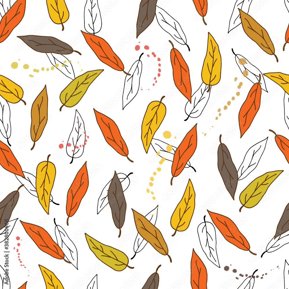 Seamless pattern with hand draw autumn leaves Seamless pattern with hand draw autumn leaves